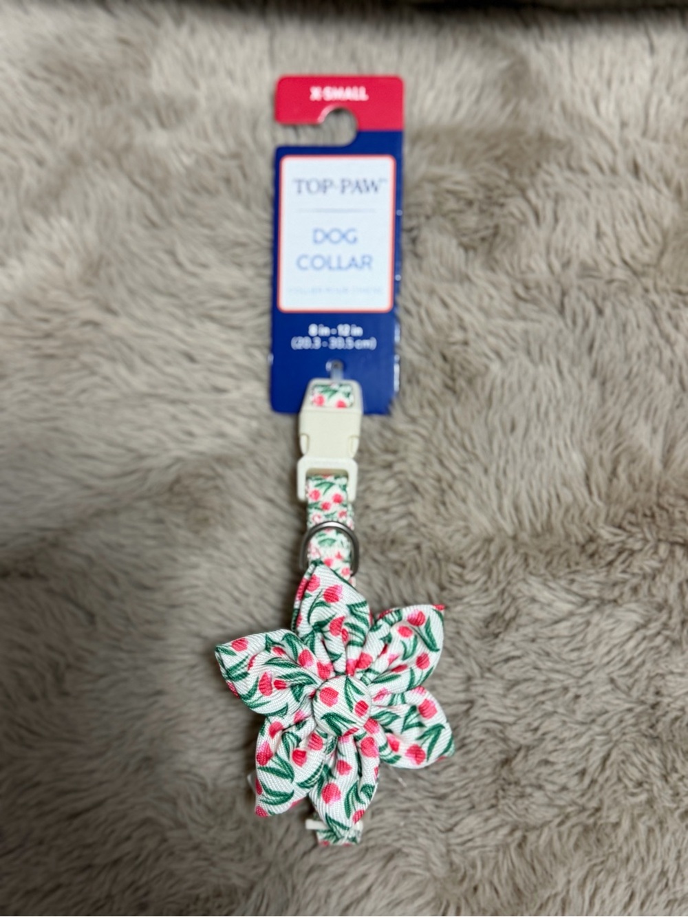 Top Paw White Collar with Pink Floral Bow